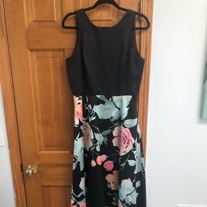 Tahari floor length floral watercolor evening gown